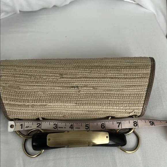 Jalda Sophisticated Tan and Brown Clutch with Woven Texture - Picture 8 of 11